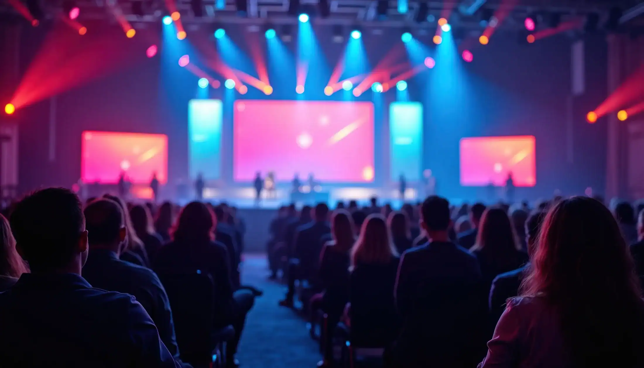 Audience watching a large multimedia stage display at a live event